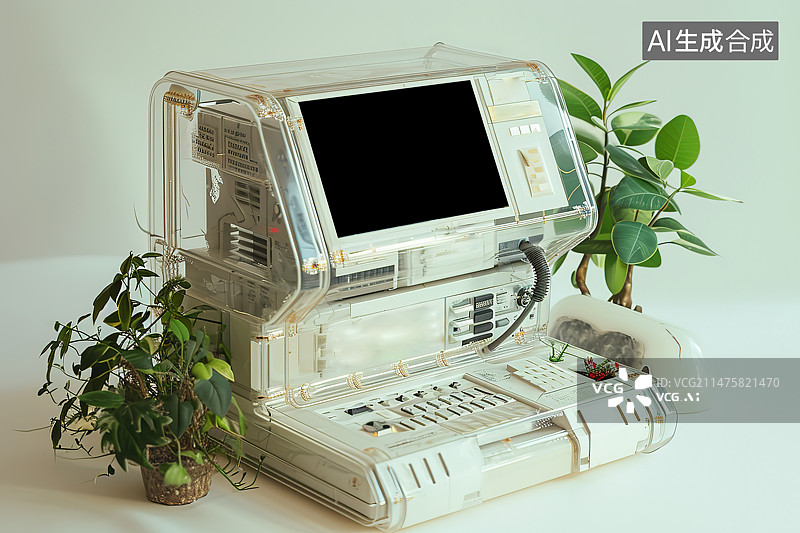 【AI数字艺术】白色背景下的植物特写镜头图片素材