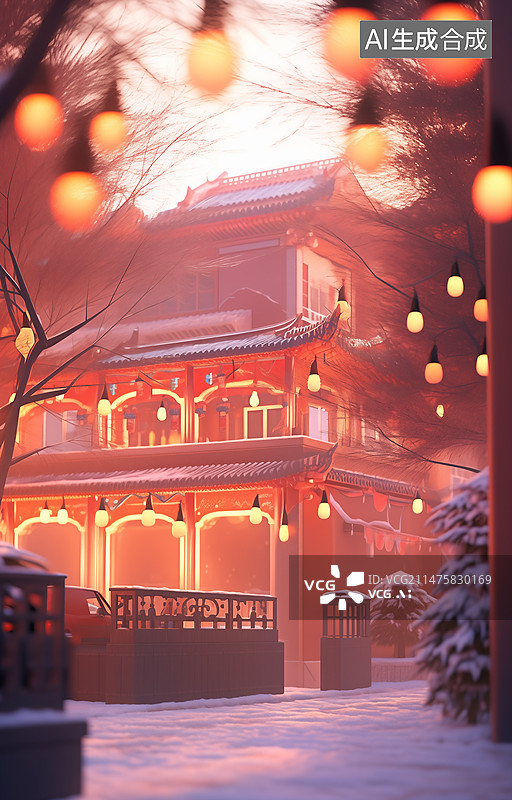 【AI数字艺术】城市庆祝节日红色背景图片素材