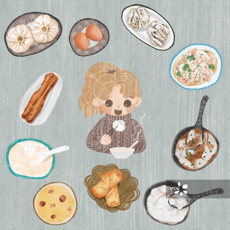 可爱风格中式早餐插画GIF动图图片素材