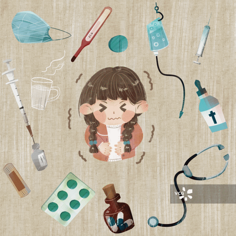 可爱风格女孩生病插画GIF动图图片素材