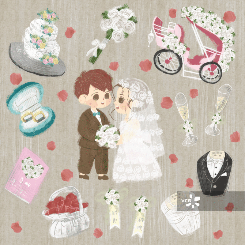 可爱风格西式婚礼插画GIF动图图片素材
