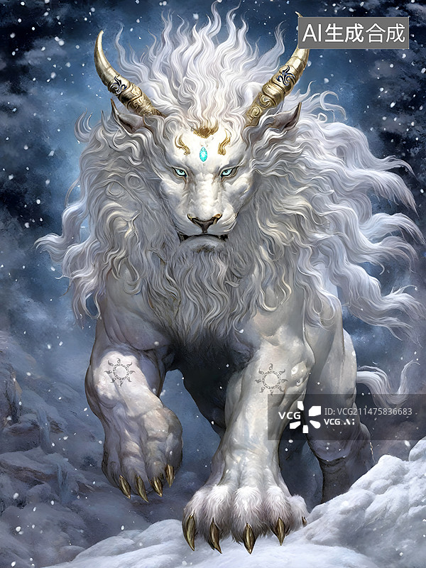 【AI数字艺术】山海经神兽 - 白泽图片素材