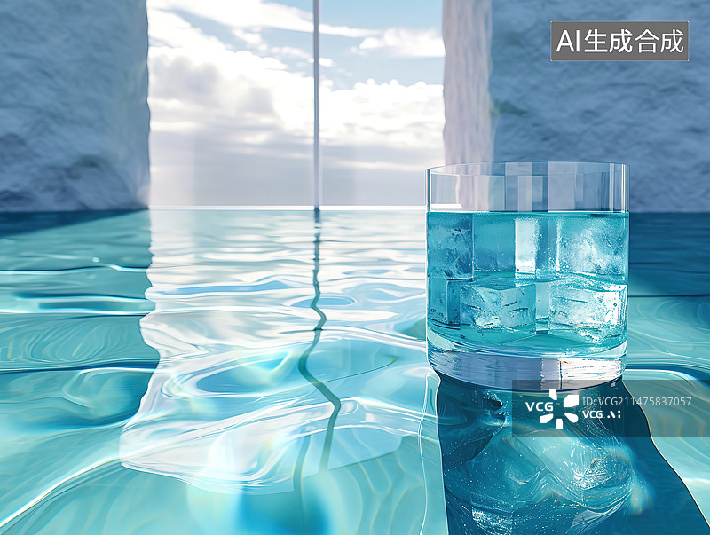【AI数字艺术】游泳池里的冰图片素材