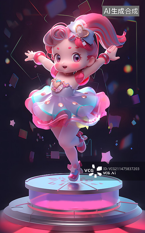 【AI数字艺术】跳芭蕾的可爱女孩图片素材