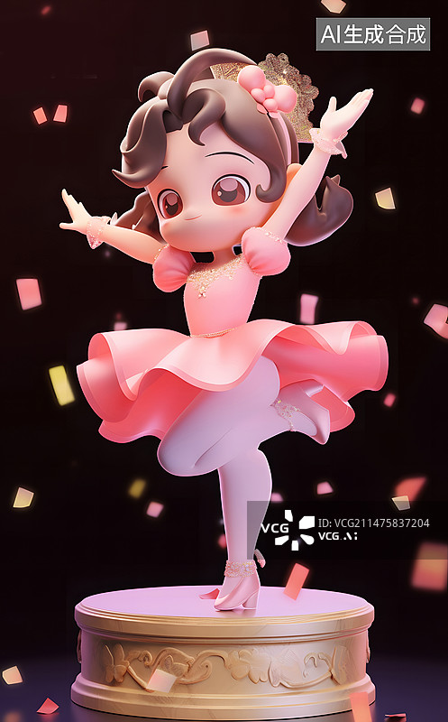 【AI数字艺术】跳芭蕾的可爱女孩图片素材