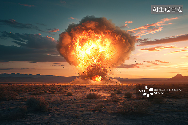 【AI数字艺术】原子弹爆炸背景,核弹爆炸蘑菇云概念插图图片素材