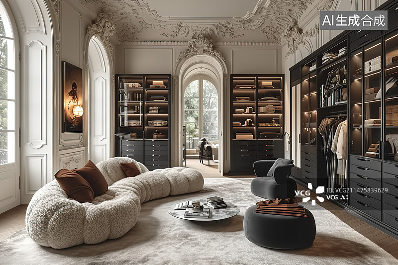 【AI数字艺术】豪华别墅室内场景图片素材