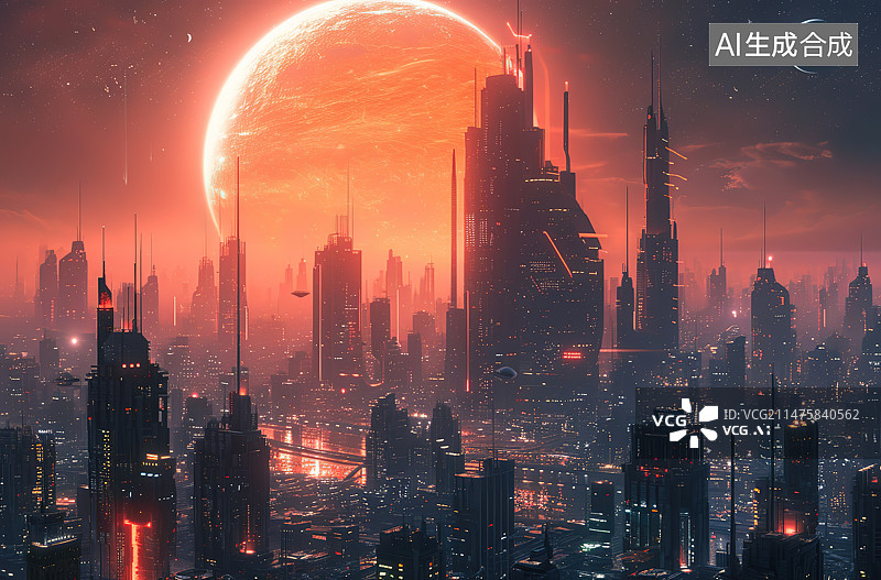 【AI数字艺术】城市风光大数据图片素材