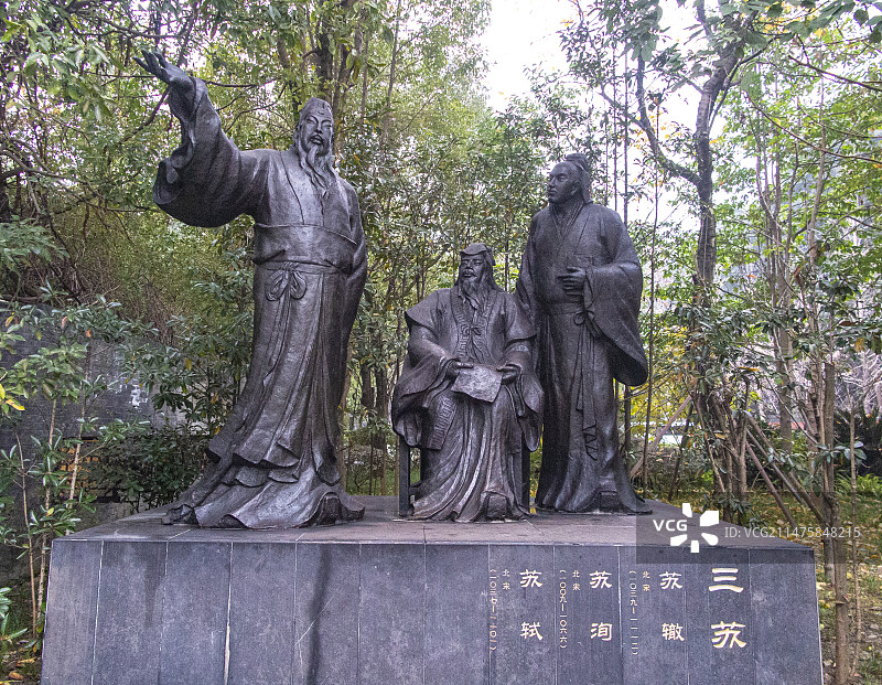 中国四川成都浣花溪公园诗歌大道，诗歌广场图片素材