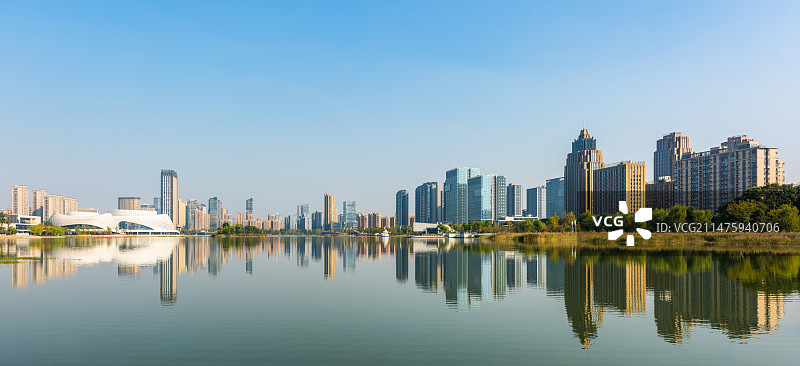 金沙湖 杭州 钱塘区 下沙 金沙湖大剧院  金沙湖公园 城市建筑风光 住宅 写字楼 宜居环境 楼盘图片素材
