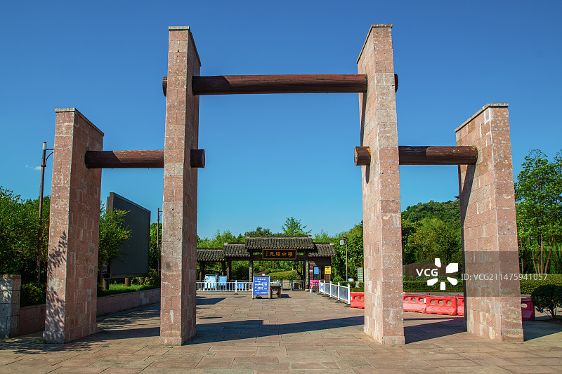 绍兴 镜湖国家城市湿地公园 景区大门 绍兴景点 公园园林景观 仿古门头图片素材