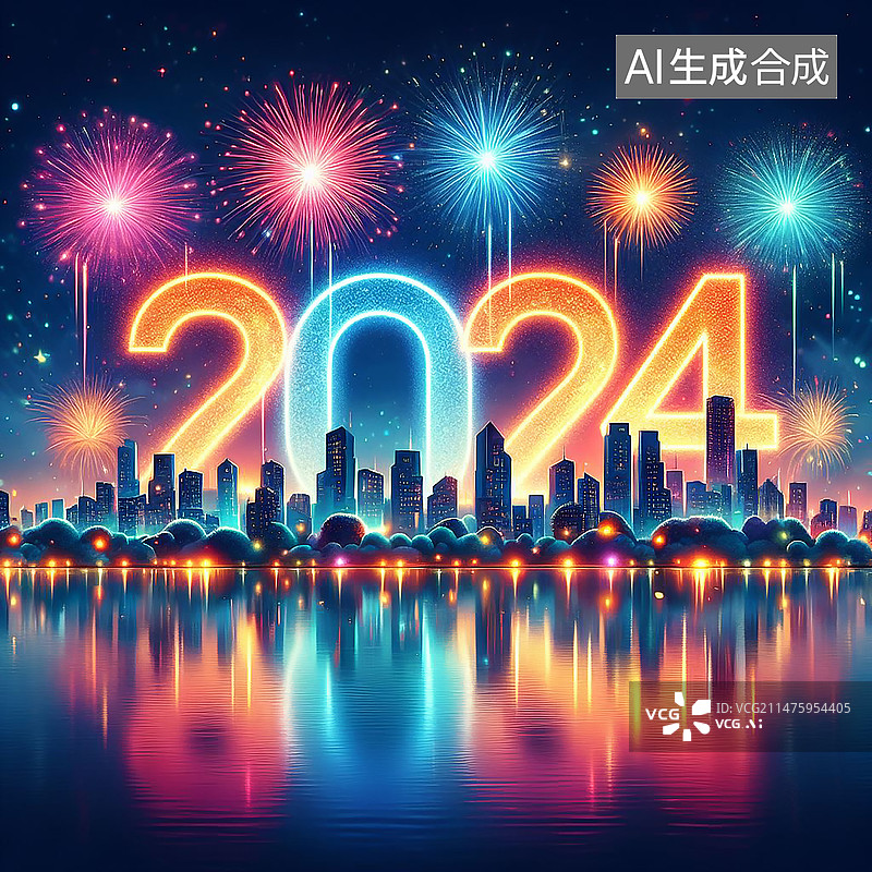 【AI数字艺术】烟花 夜景 城市 城市天际线图片素材