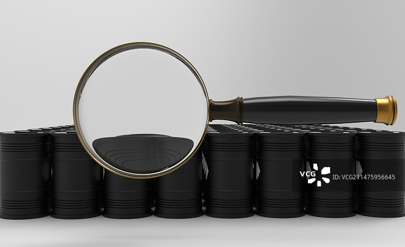 放大镜汽油油桶图片素材