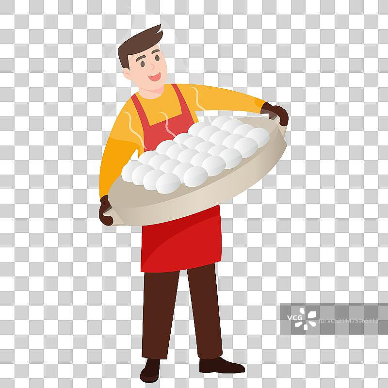 端蒸笼的人矢量插画元素图片素材