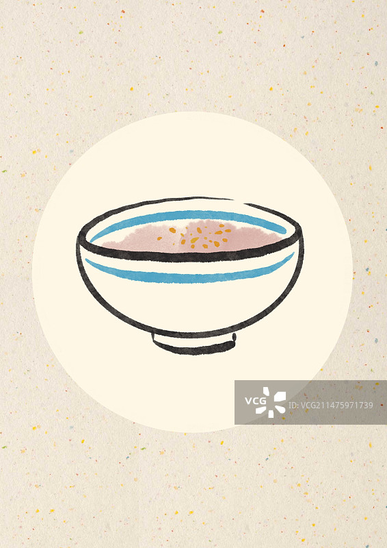 水墨风杭州美食插画-西湖藕粉图片素材