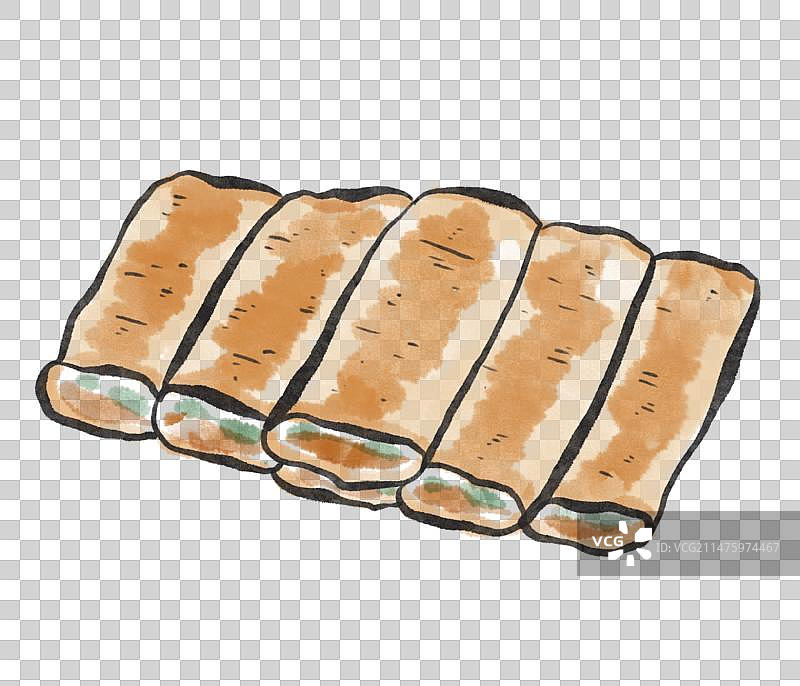 水墨风杭州美食插画元素-葱包烩图片素材