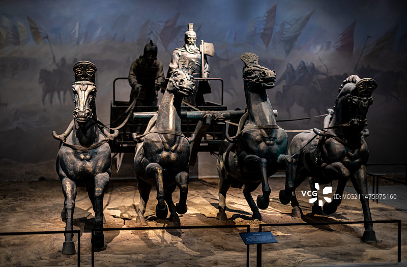 山东淄博临淄齐文化博物院博物馆馆青铜器陶器玉器藏品.齐文化博物馆晋祠文物展览图片素材