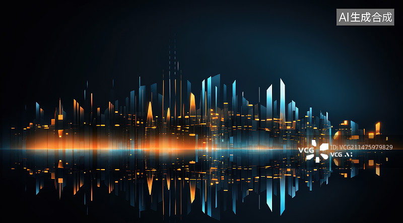 【AI数字艺术】城市风光夜景全景图片素材