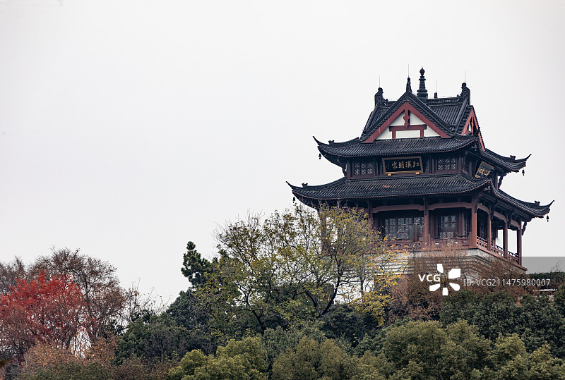 秋天季节的湖北武汉黄鹤楼长江大桥蛇山首义公园龟山公园铁门关晴川阁白云阁龟山电视塔自然建筑景观图片素材