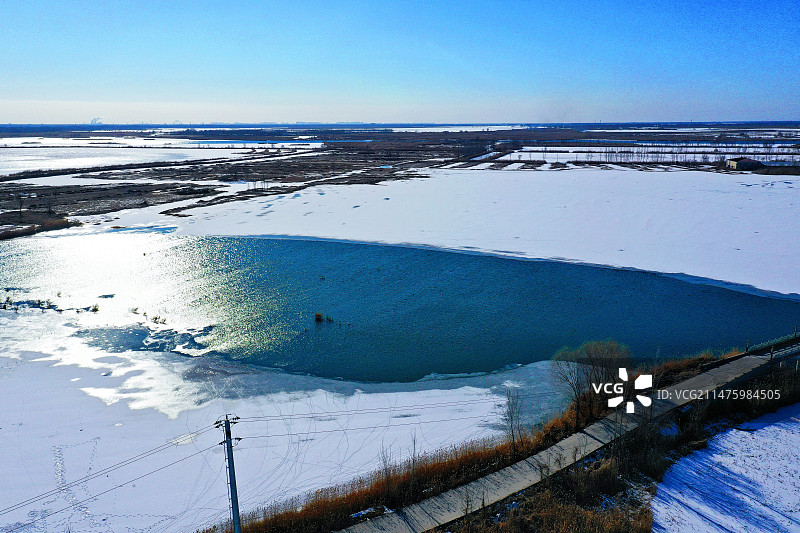 华北明珠白洋淀四面环水邵庄子图片素材