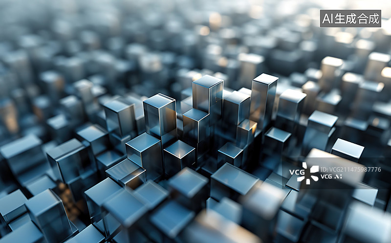 【AI数字艺术】立方体发光创意抽象背景图片素材