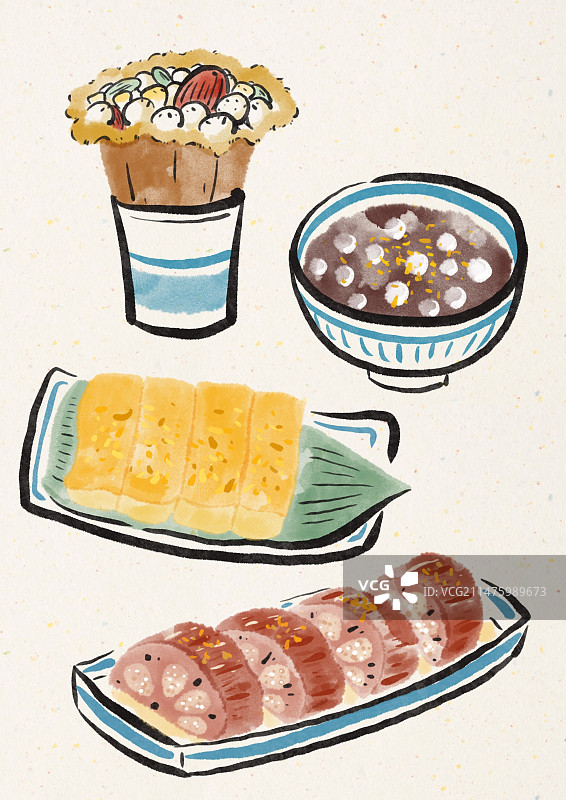 水墨风南京美食插画图片素材