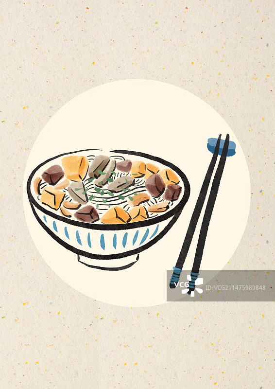 水墨风南京美食插画-鸭血粉丝图片素材