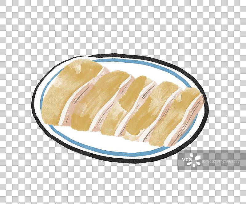 水墨风南京美食插画元素-盐水鸭图片素材