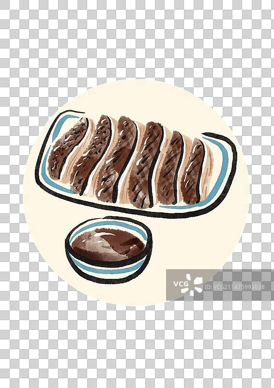 水墨风南京美食插画元素-金陵烤鸭图片素材