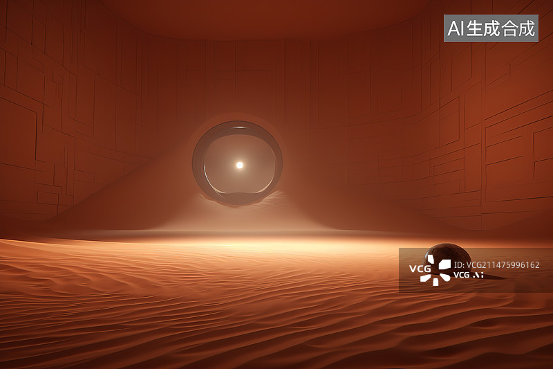 【AI数字艺术】沙漠里的发光灯泡图片素材