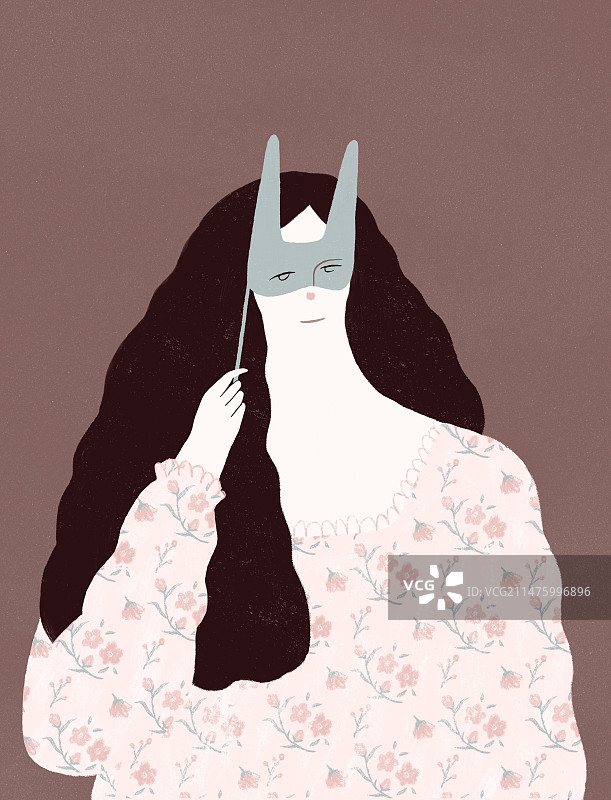 长发少女时尚扁平插画图片素材