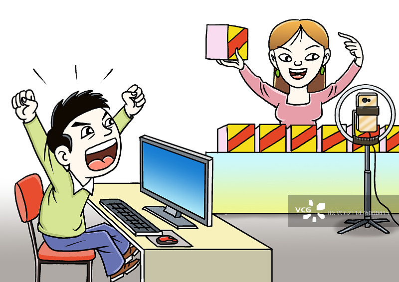 电商直播卖货声嘶力竭图片素材