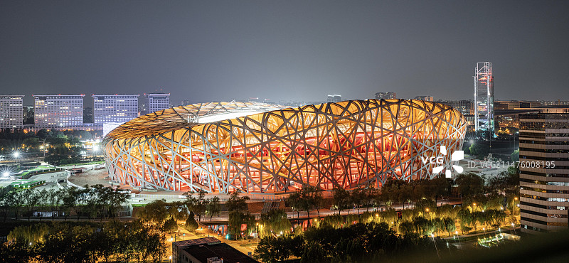 北京鸟巢夜景图片素材