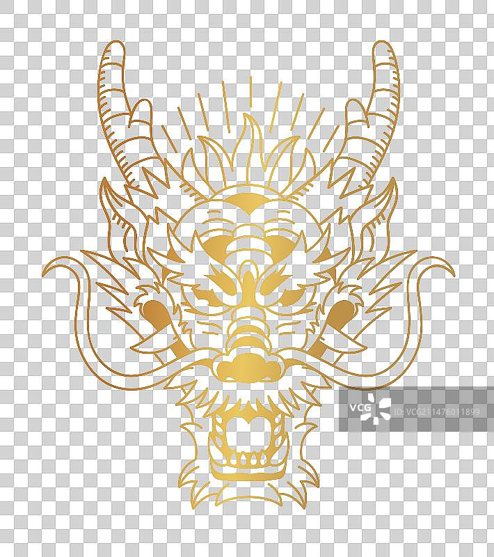 2024年新年龙头鸿运当头大气矢量线稿图片素材