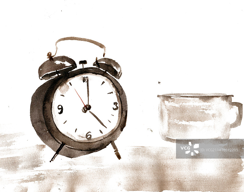 闹钟与缸子图片素材