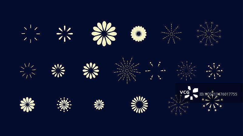 各种造型烟花焰火节日插画元素图片素材