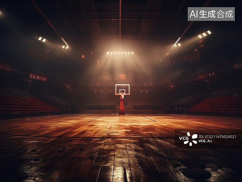 【AI数字艺术】艺术化特效空旷无人的篮球场图片素材