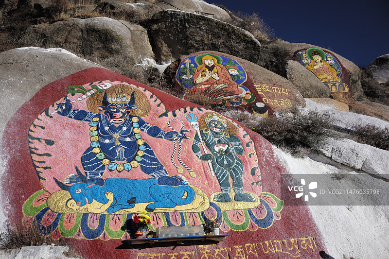 拉萨色拉寺后山摩崖石刻图片素材