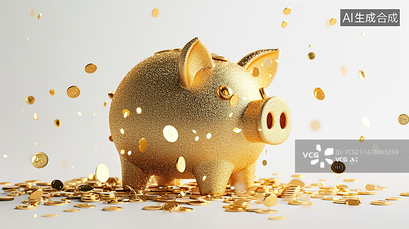 【AI数字艺术】金猪金币存钱罐储蓄罐保险理财图标图片素材