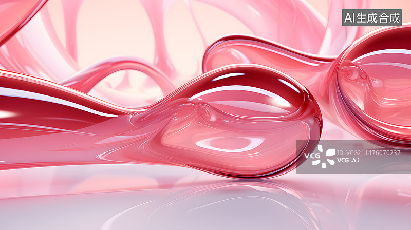 【AI数字艺术】流动的透明玻璃材质几何抽象背景图片素材