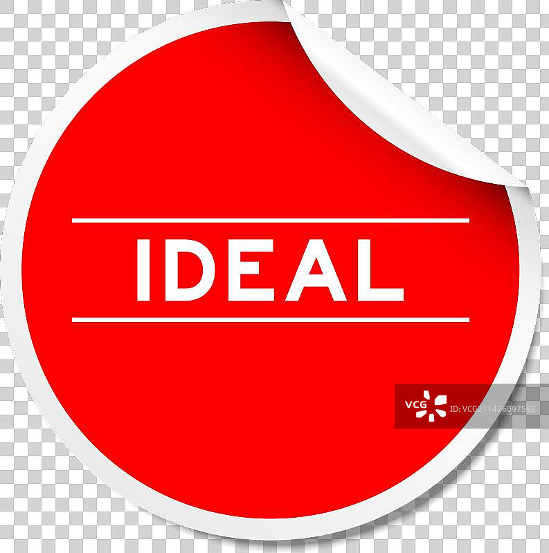 红色剥离贴纸标签，文字：理想图片素材