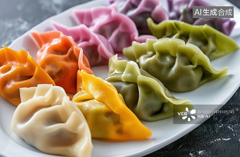 【AI数字艺术】桌上盘子里食物的特写镜头图片素材