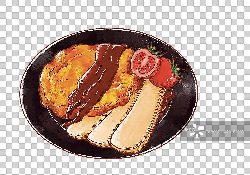 国潮写实风格 上海传统美食 排骨年糕元素图片素材