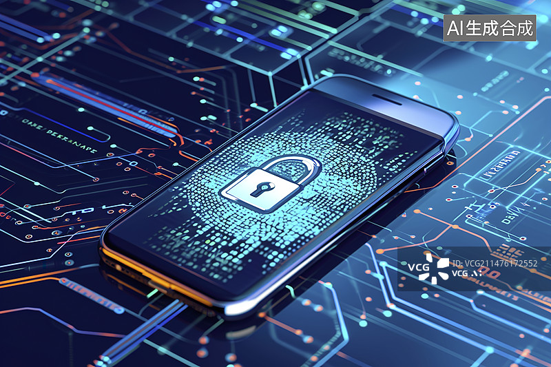 【AI数字艺术】手机网络安全概念背景图片素材