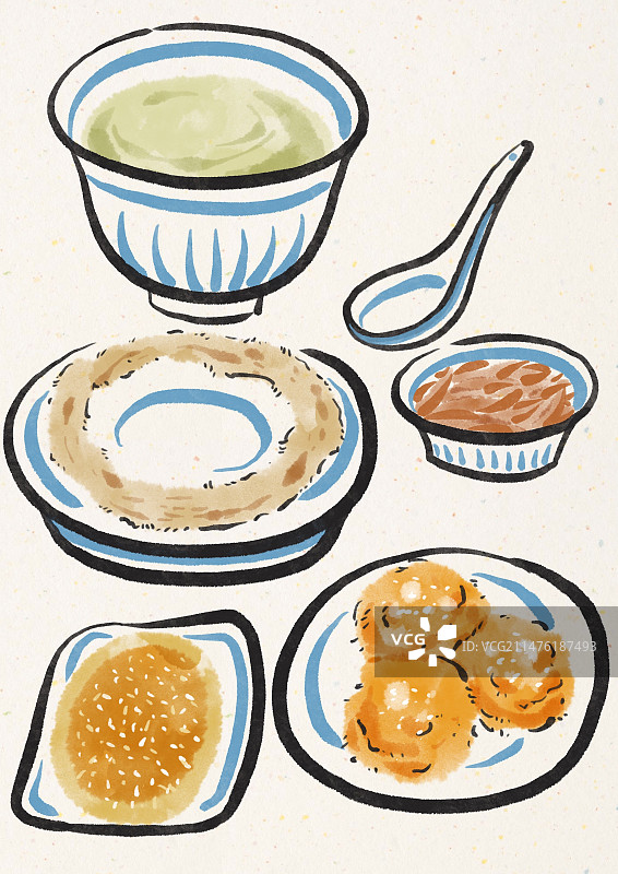 水墨风北京美食插画图片素材