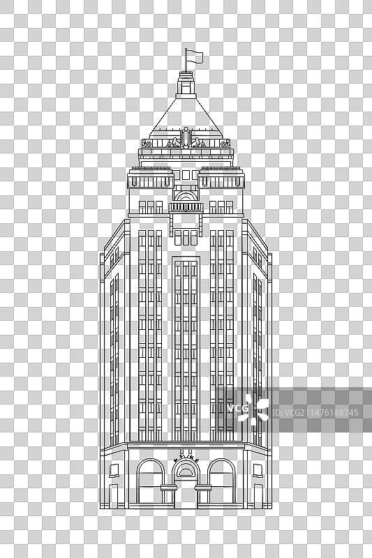上海和平饭店线稿图片素材