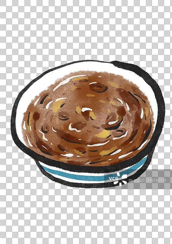 水墨风北京美食插画元素-炒肝儿图片素材