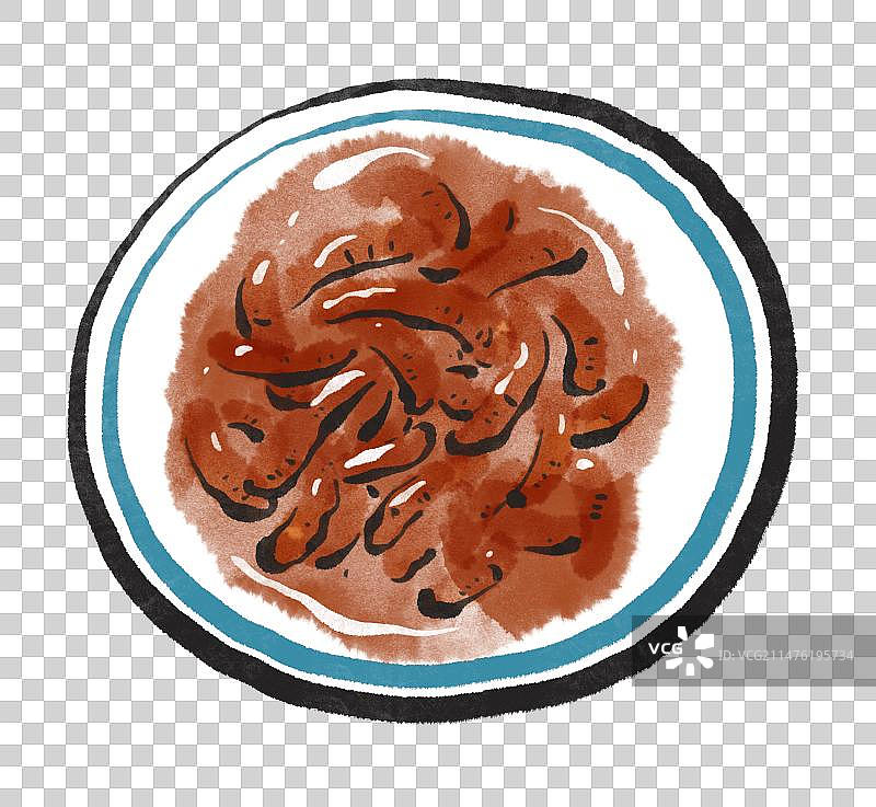 水墨风北京美食插画元素-京酱肉丝图片素材