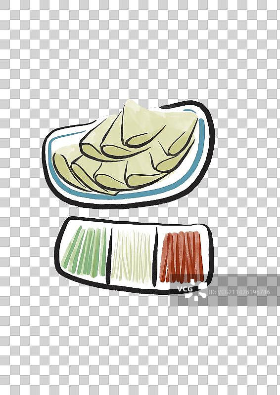 水墨风北京美食插画元素-春饼图片素材