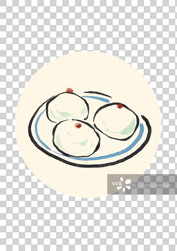 水墨风北京美食插画元素-艾窝窝图片素材
